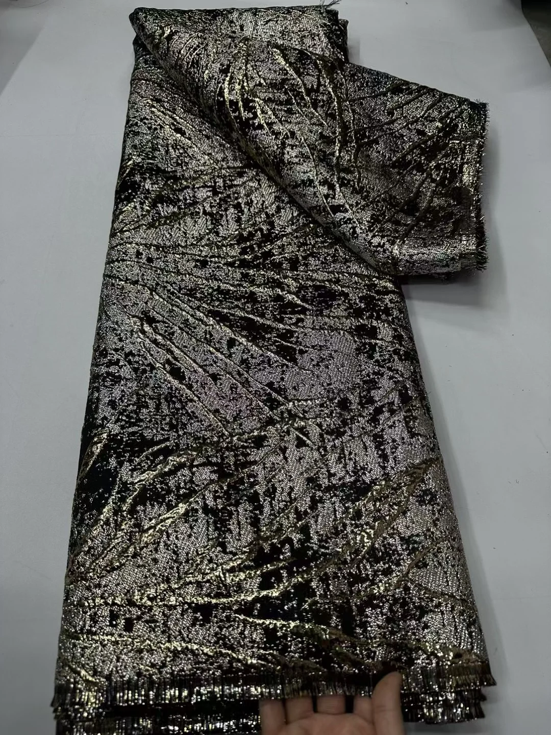 African Brocade Jacquard Lace Fabric 2026 High Quality Lace 5 Yards Net Lace French Gilding Lace Fabric For Wedding Party Dress