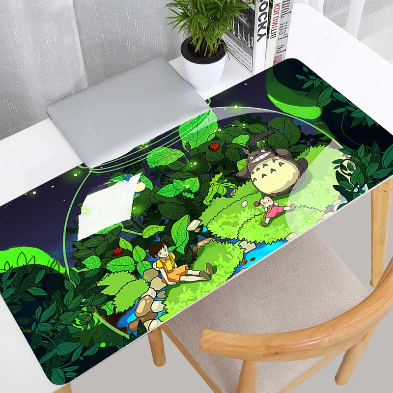 

Mouse Pad 900x400 Extended Desk Mat Laptop Cartoon Anime T-totoro Mousepad PC Green Plants Keyboard Pad Kawaii Rubber Mouse Mat