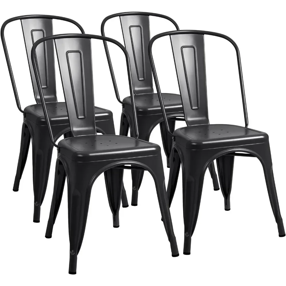 

Indoor-Outdoor Use Stackable Chic Dining Bistro Cafe Side Metal Chairs Set of 4 Dining ChairLMYX