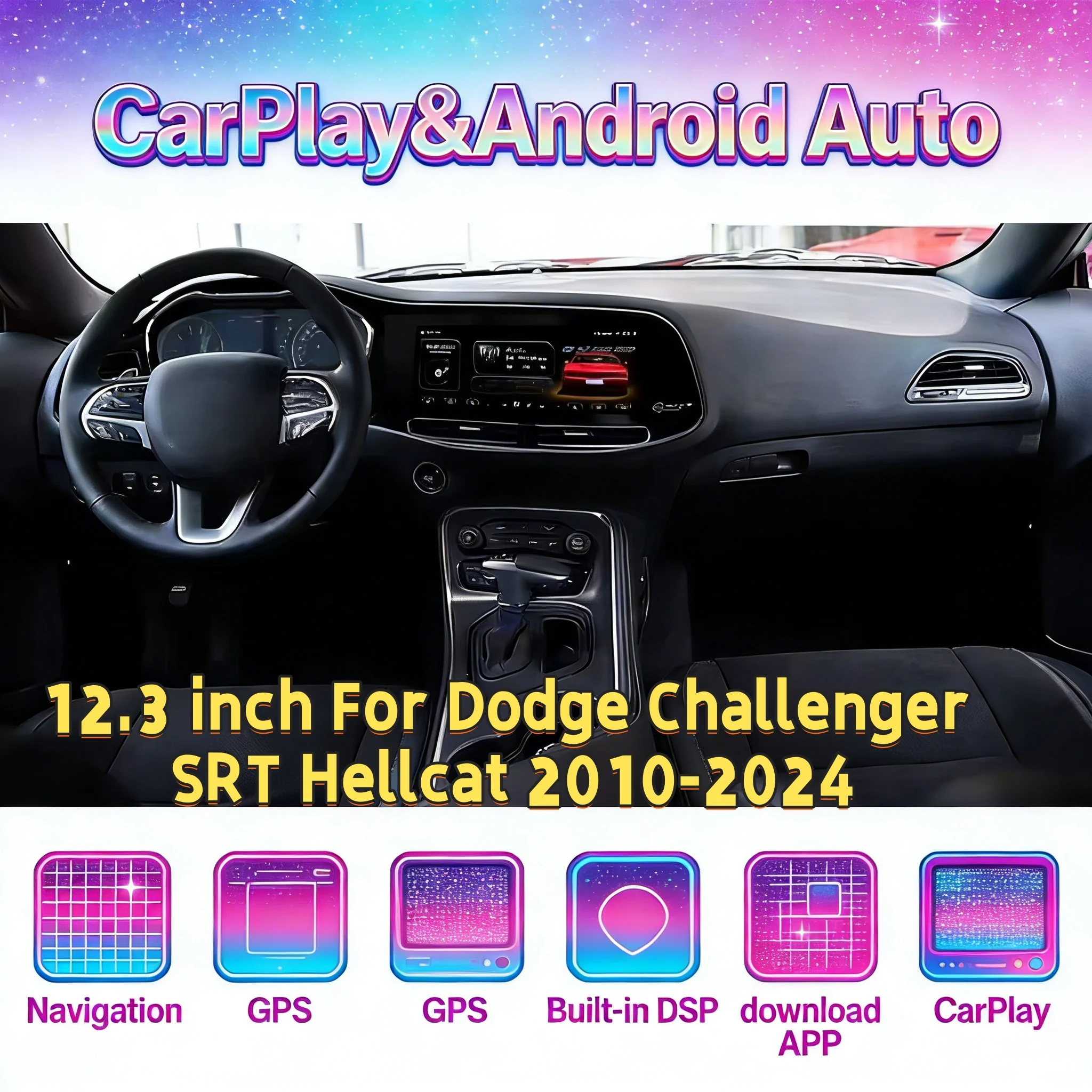 

Multimedia Android Player For Dodge Challenger SRT Hellcat 2010-2024 Radio CarPlay Touch Screen GPS Navi 4G Navigation Stereo
