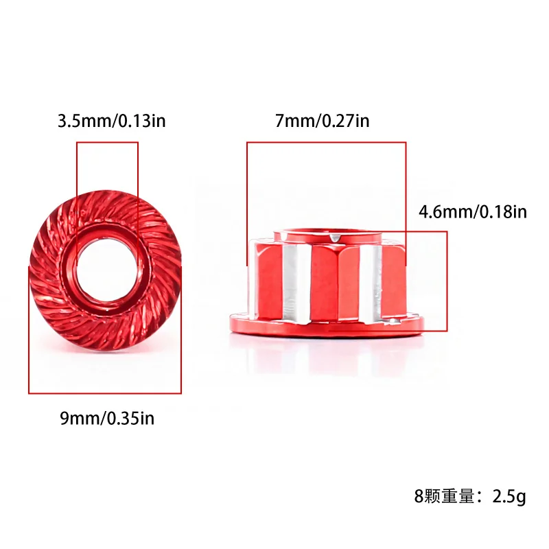 8PCS M4 Metal RC Car Wheel Lock Nuts Anti-Slip for 1/10 Traxxas TRX4 TRX6 Axial SCX10 D90 D110 Upgrade Parts