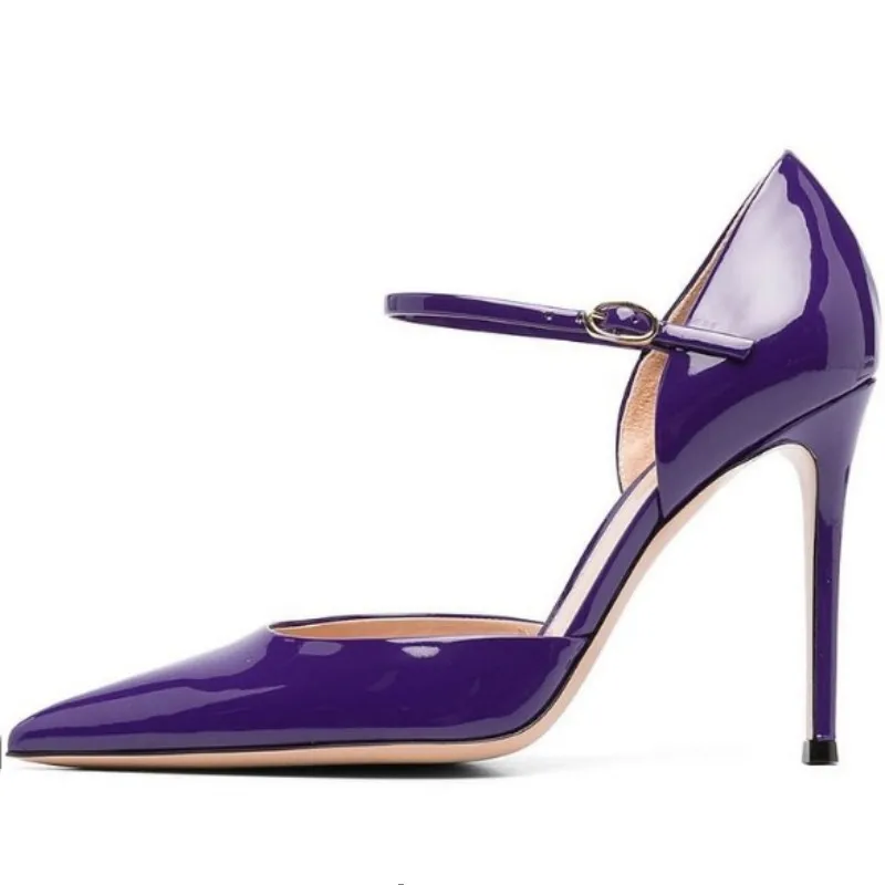 DIZHUANG shoes Sexy women's high heels. About 11cm heel height. Cusp high-heeled shoes. Purple two-piece high heels. Size:34-46