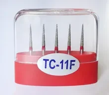 100 buah mata bor berlian FG 1.6mm pita kerucut ujung Bur TC-09,TC-10,TC-11,TC-11C,TC-11F,TC-11EF,TC-21,TC-21F,TC-21EF,TC-26