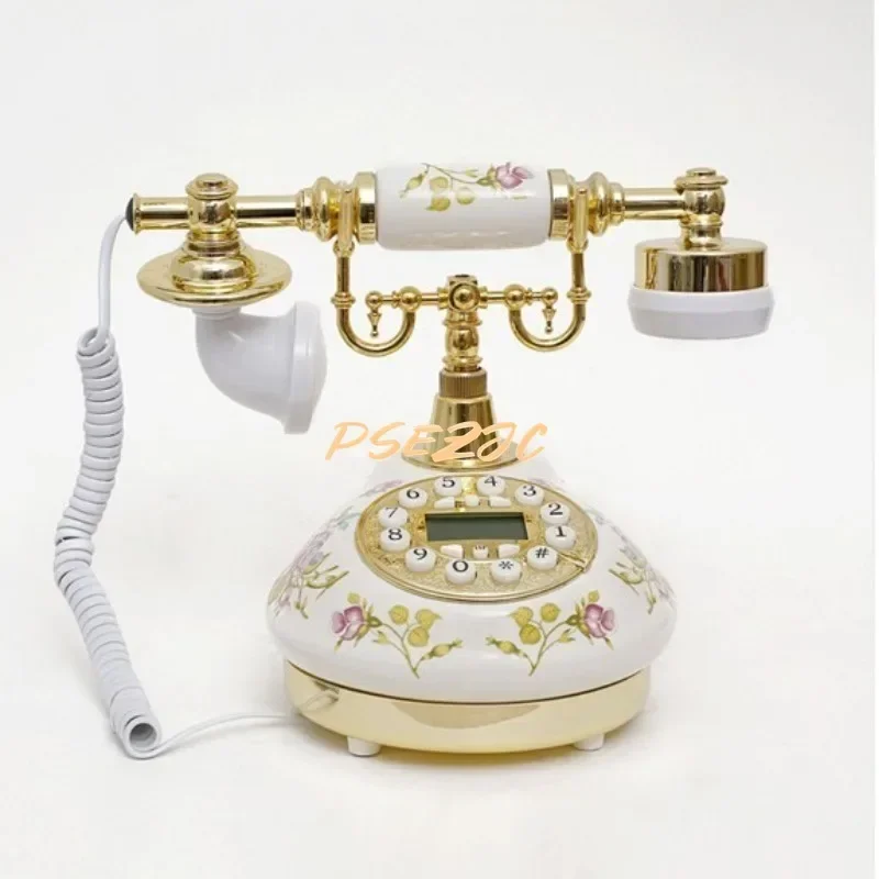 Electroplated Home Blue Screen Caller ID Telephone Antique Ornaments Ceramic Handicrafts