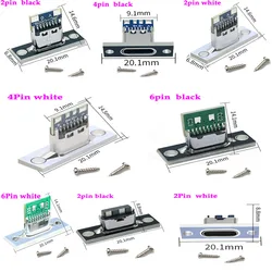 1-10pcs Type-C  USB Jack 3.1 Type-C 2Pin 4Pin Female Connector Jack Charging Port USB 3.1 Type C Socket With Screw fixing plate