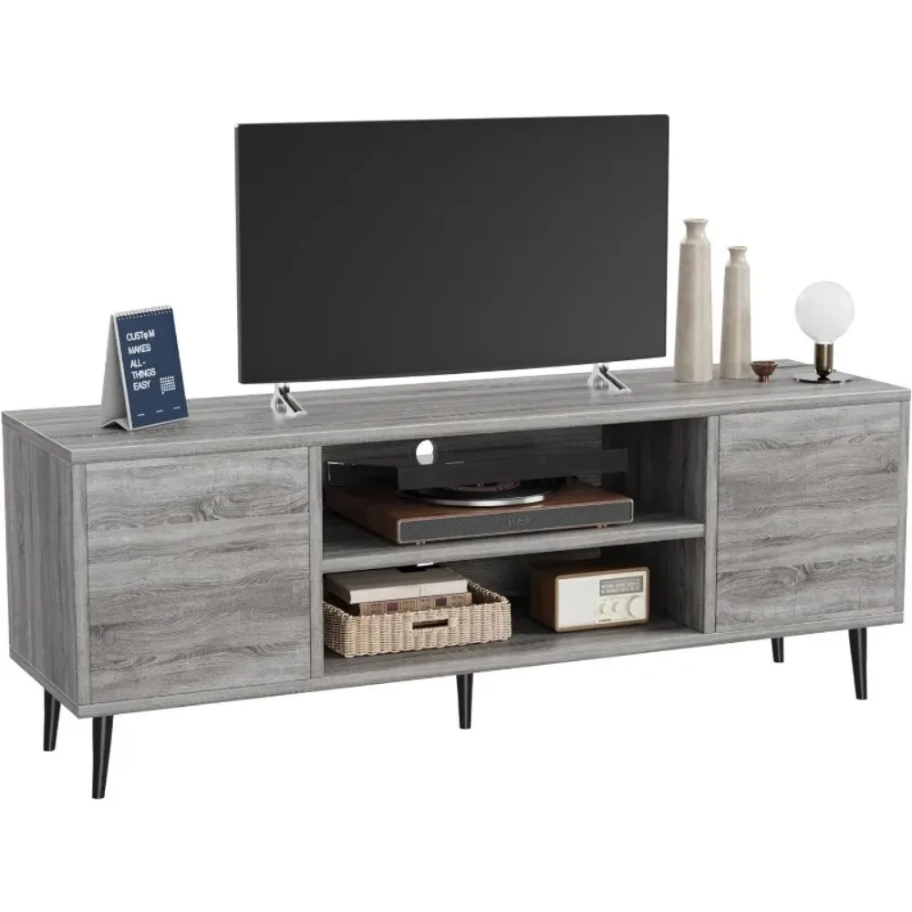 TV Stand, 58 Inch Entertainment Center with 2 Doors and 2 Storage Cabinets for TV up to 65 inch, TV Console Table