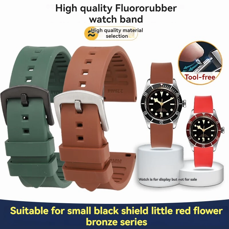 Wodoodporny pasek do zegarka z gumy fluorowej dla Tudor Biwan 1958 Ranger rozrządu Panda Leader nauczyciel nurkowania pasek z gumy fluorowej męskie akcesoria