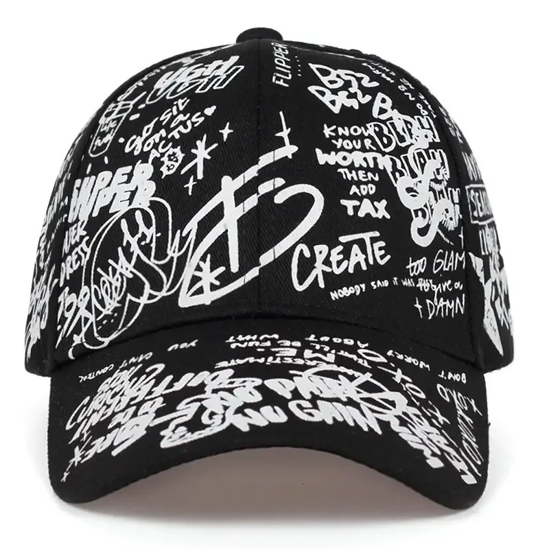 Unisex Letter Geometry Printing Snapback Baseball Caps Spring and Autumn Outdoor Adjustable Casual Hats Sunscreen Hat