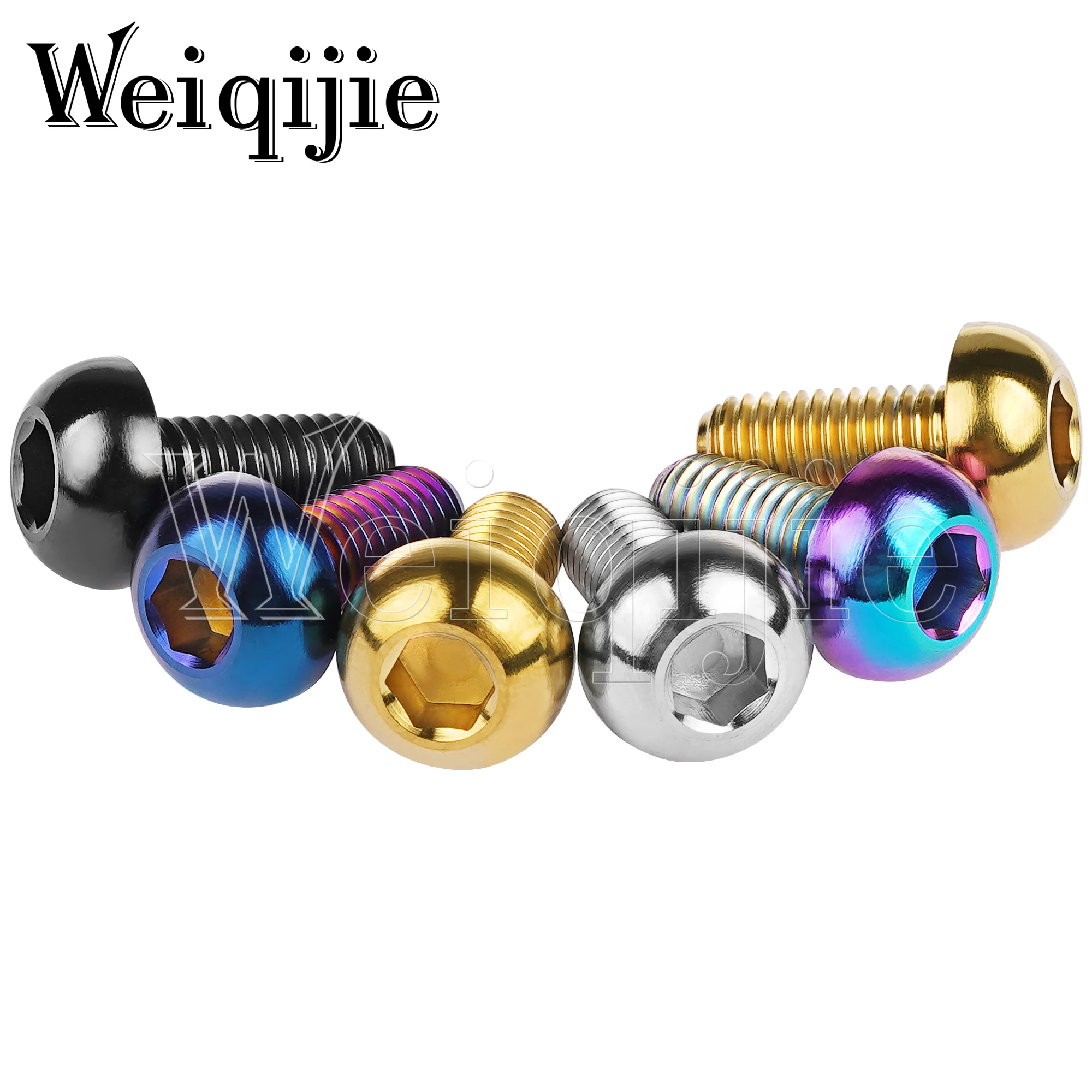 Weiqijie 6pcs Titanium Bolts M5x12mm Hexagon Bolt Semicircle Bicycle Head Kettle Screw Cage