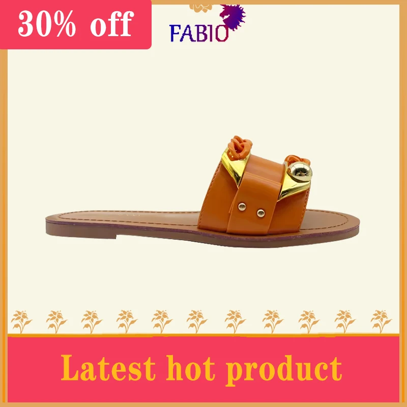 FABIO PENNY Summer Italian style slippers Women\'s flat shoes fine diamond buckle slippers