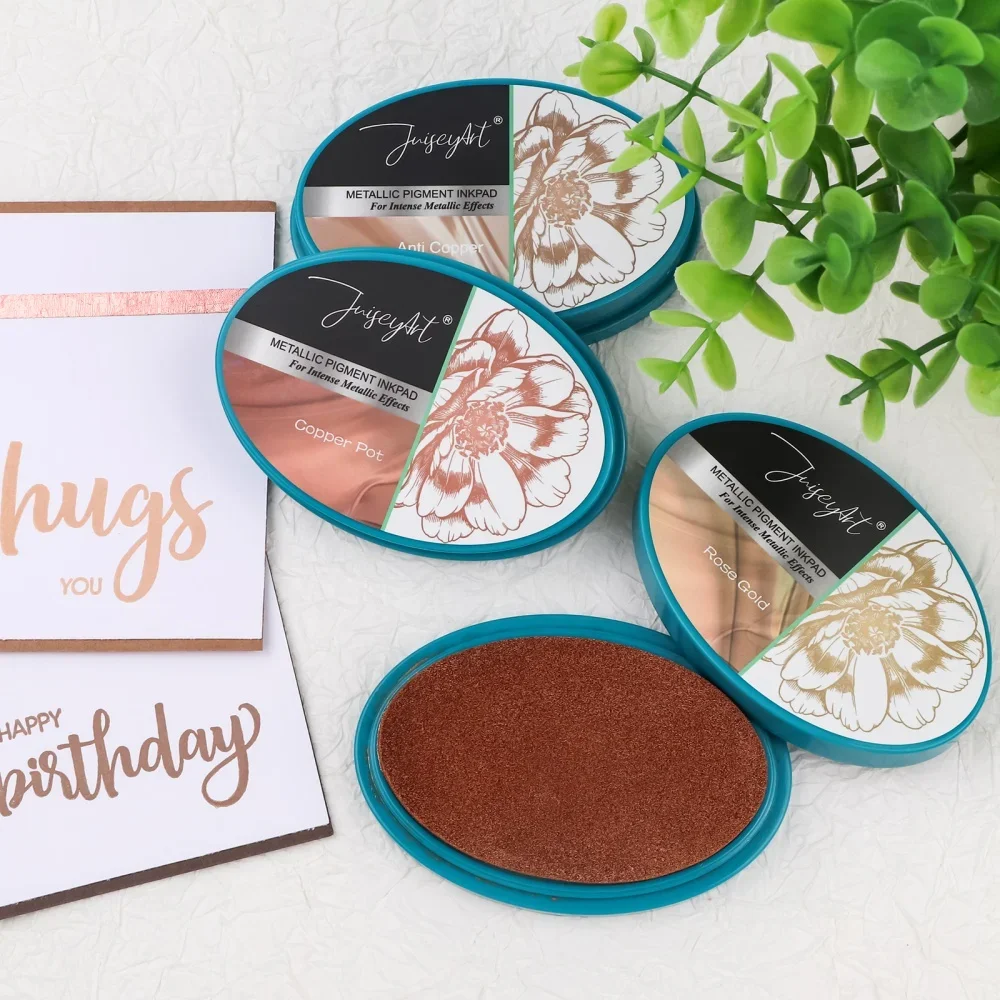Mehrfarbige Metallic-Pigment-Stempelkissen-Präge-Tintenkissen für DIY-Bastelprojekte verleihen einen Hauch von hellem Goldschimmer und Glanz.