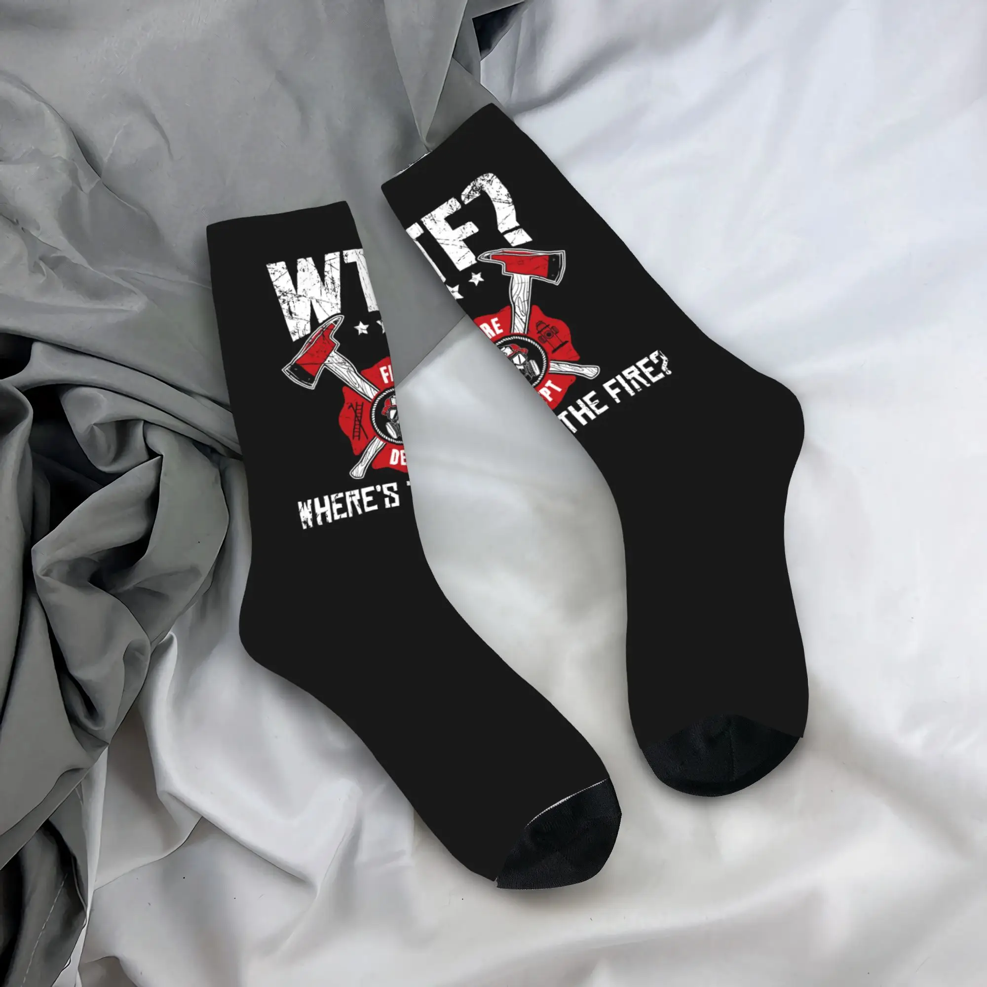 

Custom Fire Rescue Firefighter Men Women Crew Socks Unisex Kawaii 3D Printing Dress Socks