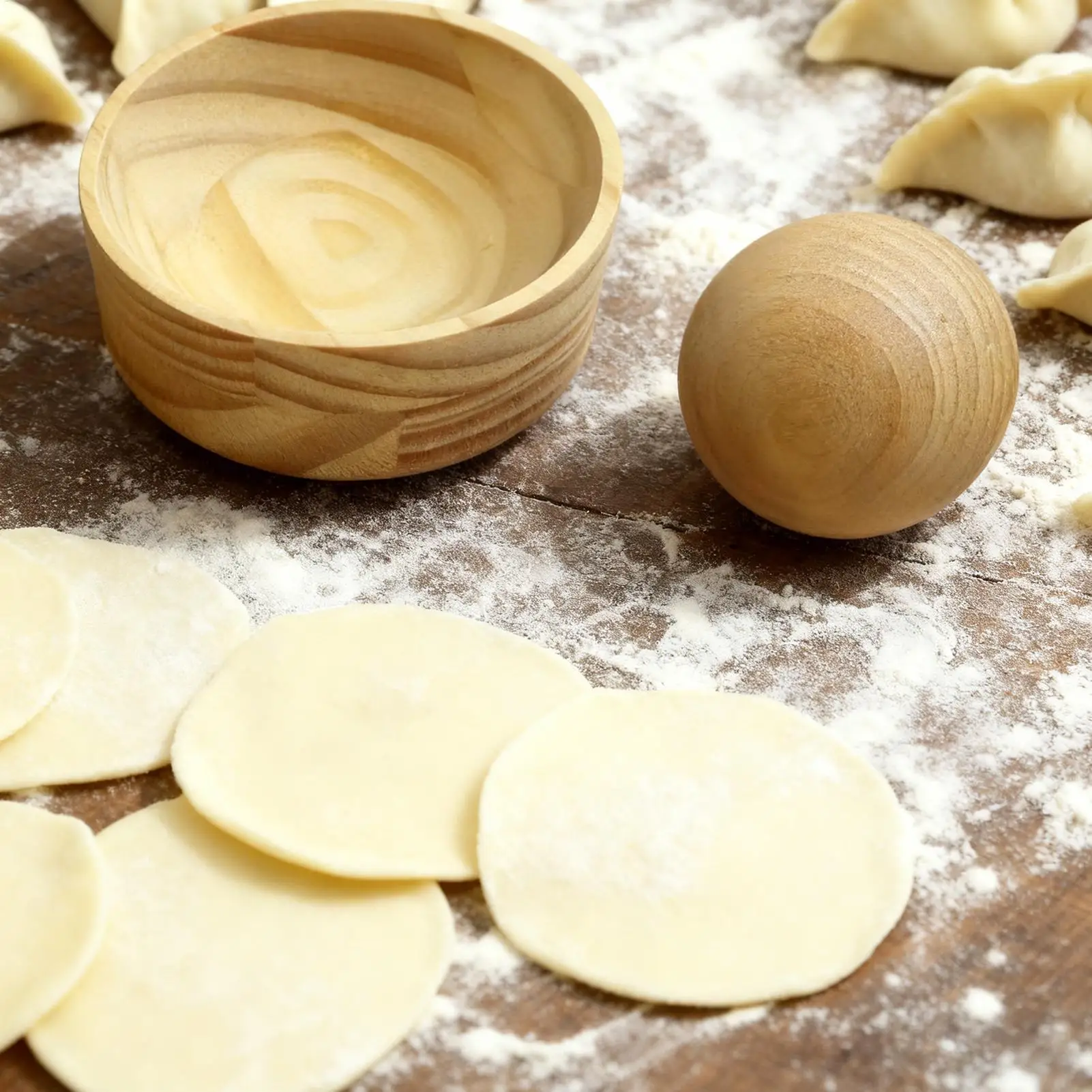 Wood Dumpling Maker Mold And Ball Manual Dough Skin Presser Hand Pie Rolling Ball For Dumpling Pie Bun Pastry Empanada Kitchen
