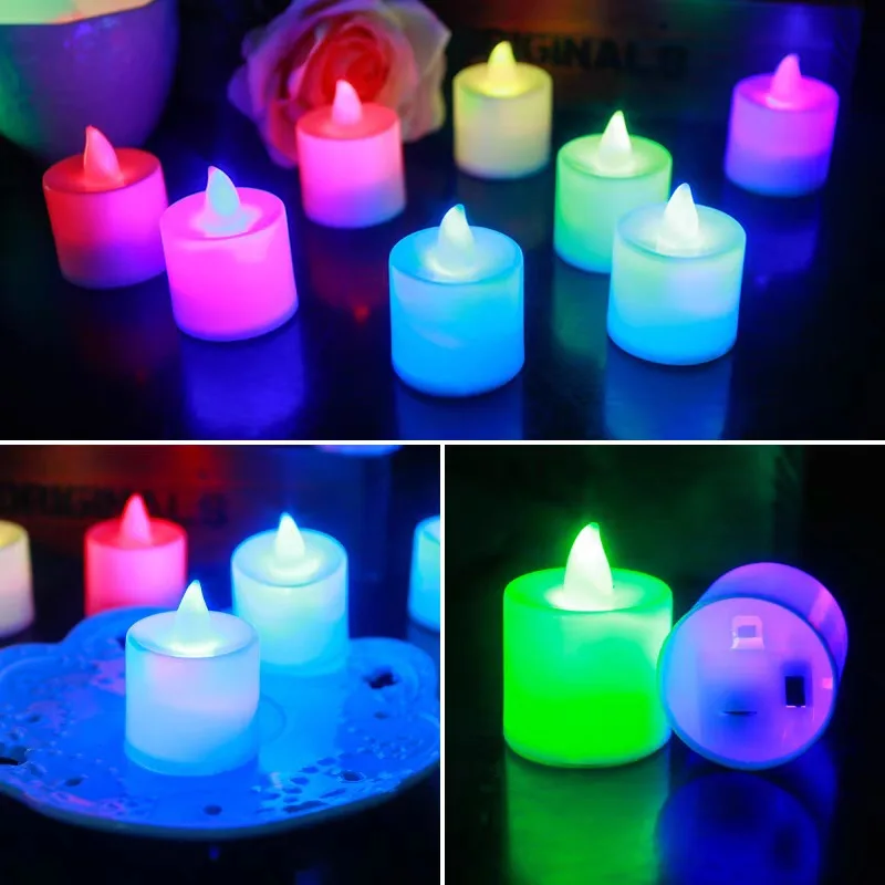 1/48x Flameless Candle Lights Battery Powered Colorful Tealight Heart Shape Birthday Wedding Party Decoration Candles Light Lamp