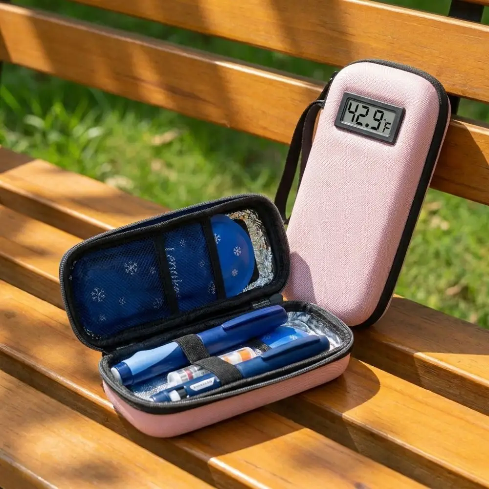 Waterproof Insulin Vial Cooling Bag Thermometer Display Thermal Insulated Insulin Cooling Storage Case Dust-Proof EVA