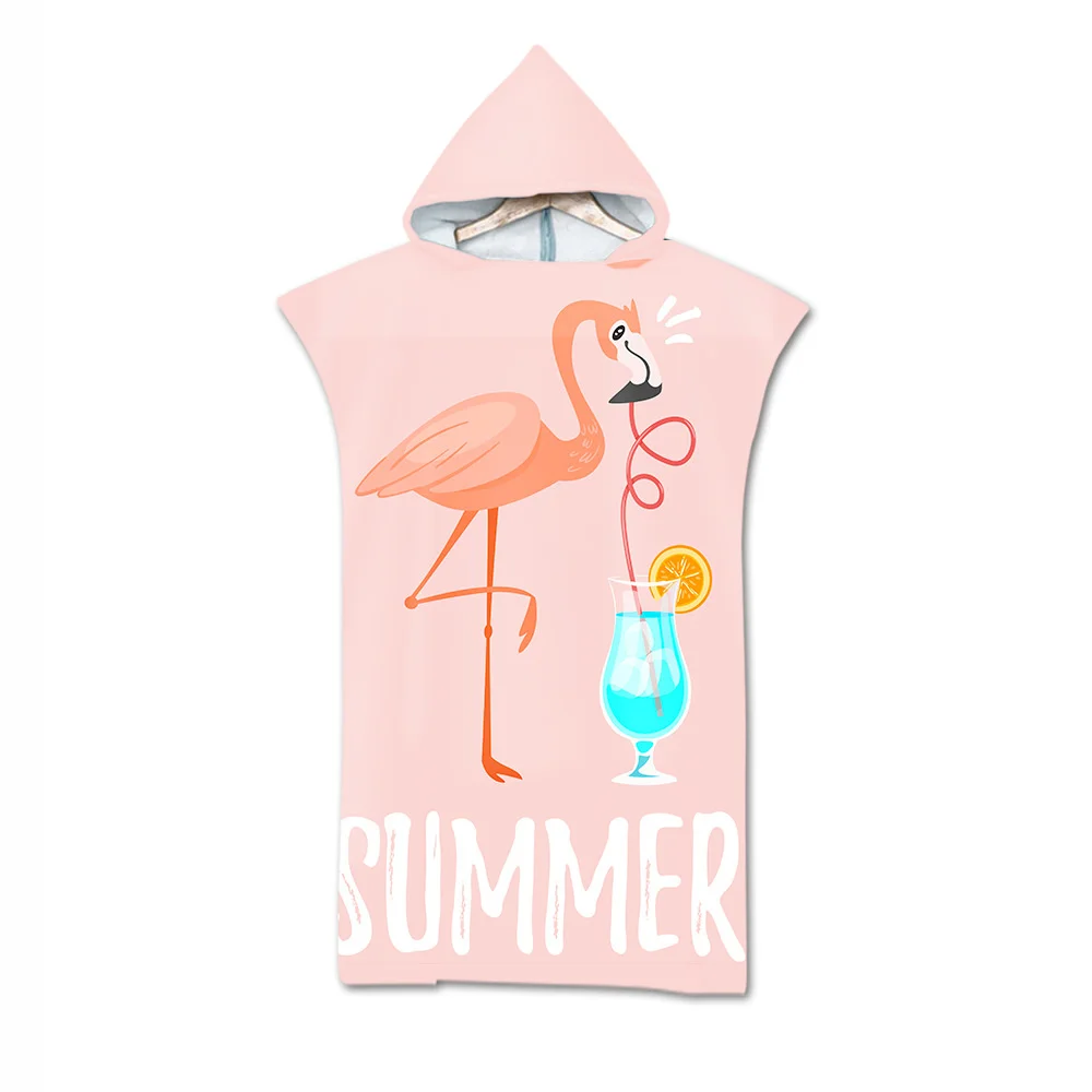 

Summer Fashion Beach Towel Microfiber Quick Dry Large Hooded Cloak Adult Cartoon Animal Poncho Bathrobe for Swim Surf Bath Towel