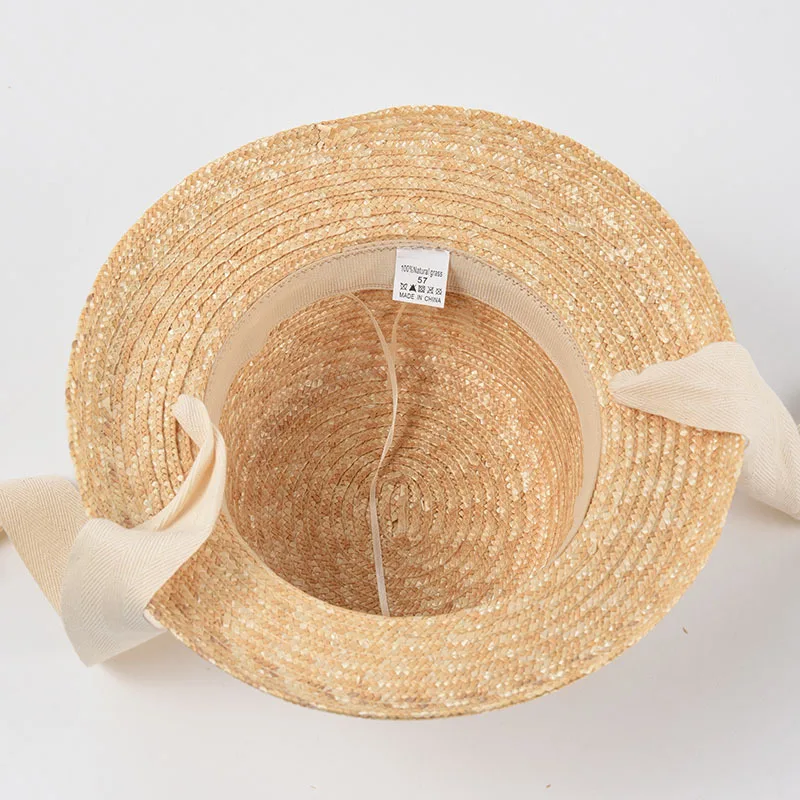 New Style Strap Straw Stalk Fashion Sling Sun Hat Women\'s Spring and Summer Sun Protection Beach Vintage Hepburn Style Straw Hat