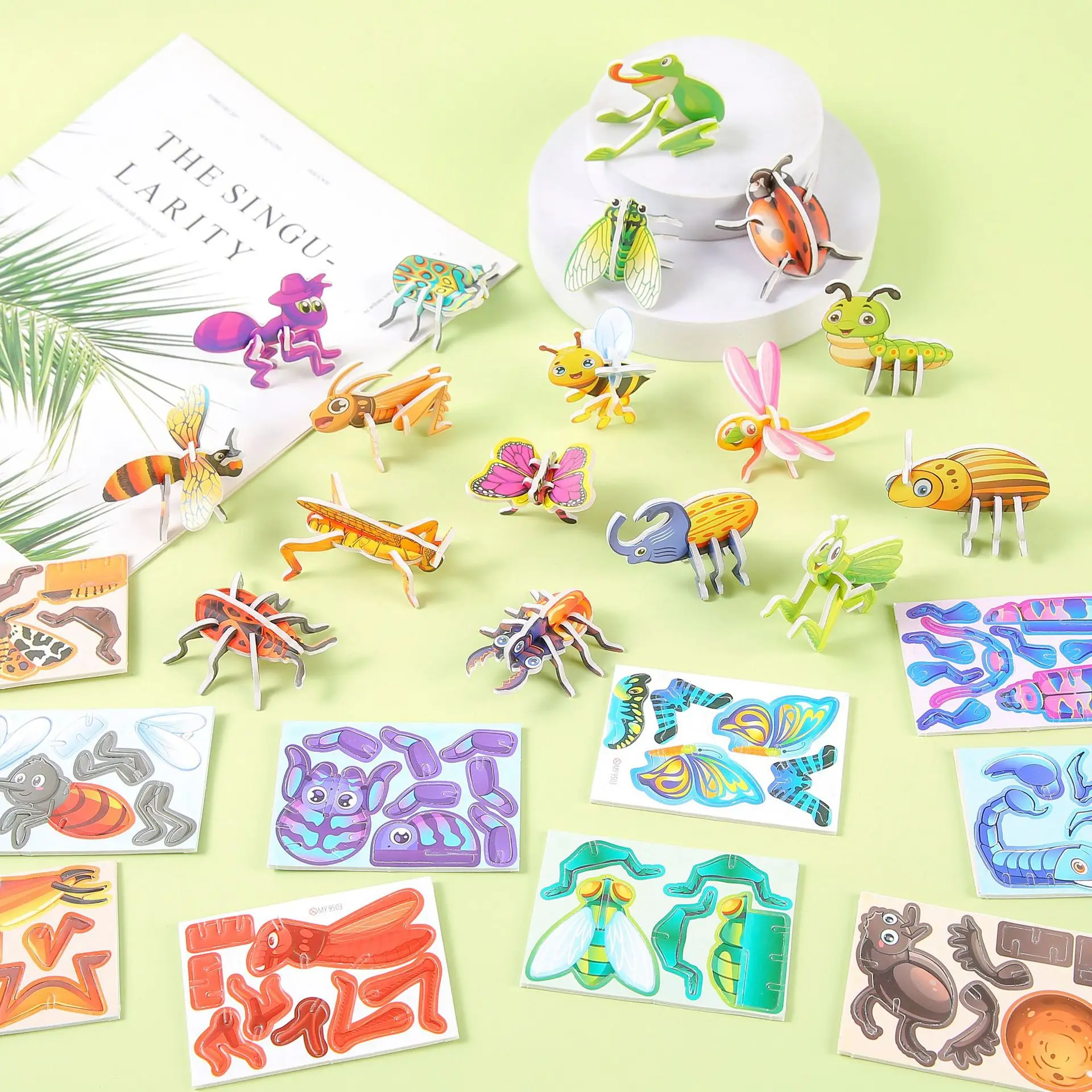 

30PCS 3D DIY Paper Jigsaw Puzzles for Animal & Dinosaur & Aircraft Tanks Mini Cartoon Puzzle Toys for Kids Birthday Party Favors