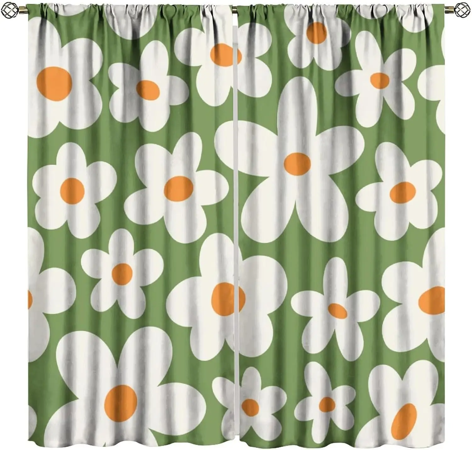 70'S Style Vintage Boho Curtains Retro Groovy Flowers Aesthetic Naive 60'S Mid Century Blackout Window Drapes for Bedroom Living