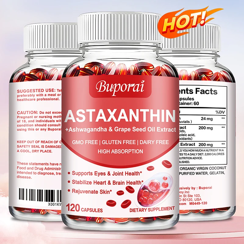

Natural Astaxanthin - Supports Eye, Skin, Joint, Heart and Immune Health, Antioxidant, Non-GMO