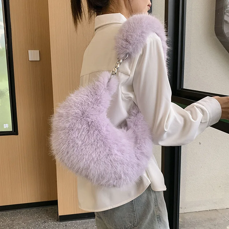 

Ladies Nice Bag Autumn Winter New Plush Bag Crossbody Bag Fashion Shoulder Fur Bag Sac Femme Purses Bolsa Femimina New Hand Bag