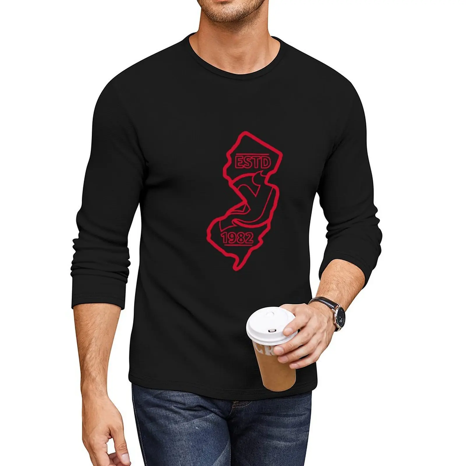 

New Jersey Devils State Outline Long T-Shirt animal print shirt for boys hippie clothes Men's t-shirts