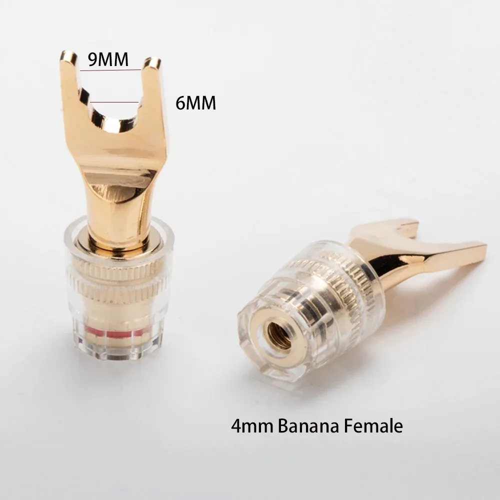 HiFi 24K Gold Plated Thickened Copper U-shaped Y Spade Speaker Cable Terminal Adapter (Fits 6-9mm / Max 4.0mm Wire) - view 4
