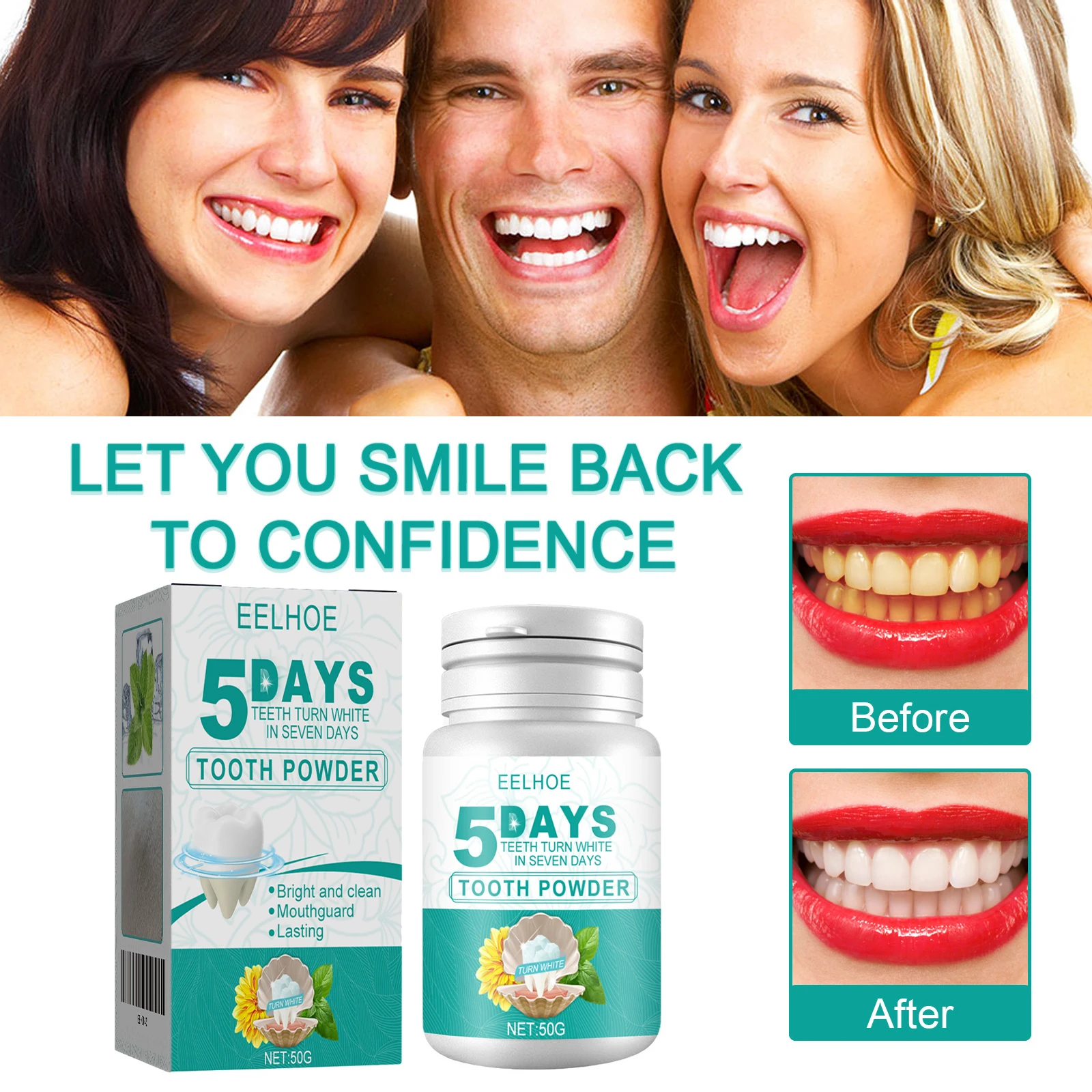 Brightening Teeth Powder 5 Days Clean Yellow Tooth Stain Remover Breath Freshener Gentle Oral Cleaning Powder Daily Dental Care