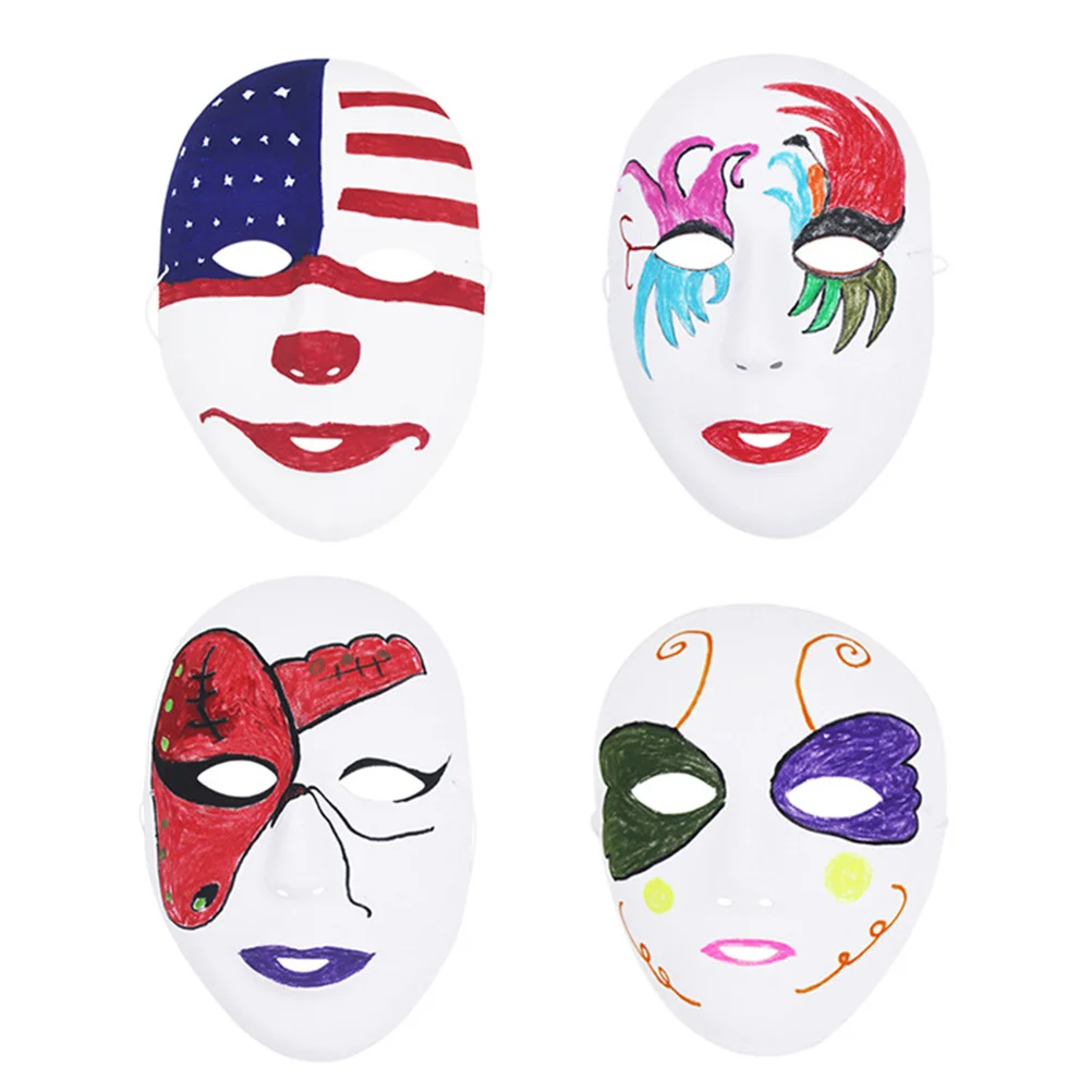 

12Pcs Male White Mask Full Face Halloween Blank DIY Painting Costume Party Ghost Hip-Hop Dance Cosplay White Mask