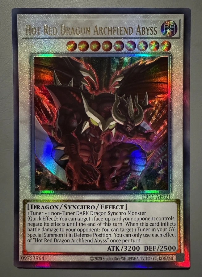Yugioh KONAMI Duel Monsters CR11-AE021 Hot Red Dragon Archfiend Abyss Ultimate Rare Asian English Collection Mint Card