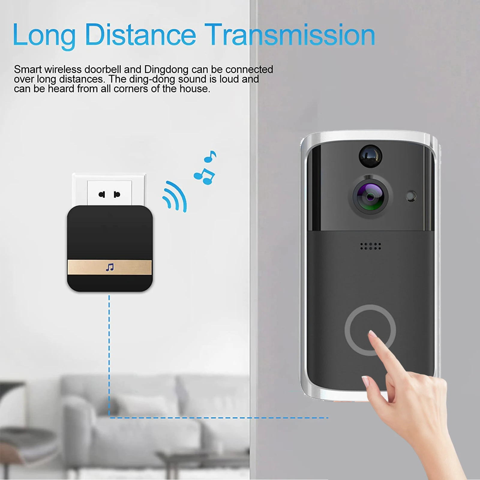 Timbre de puerta inalámbrico con cámara inteligente, intercomunicador con detección de movimiento, impermeable, Wifi, para el hogar