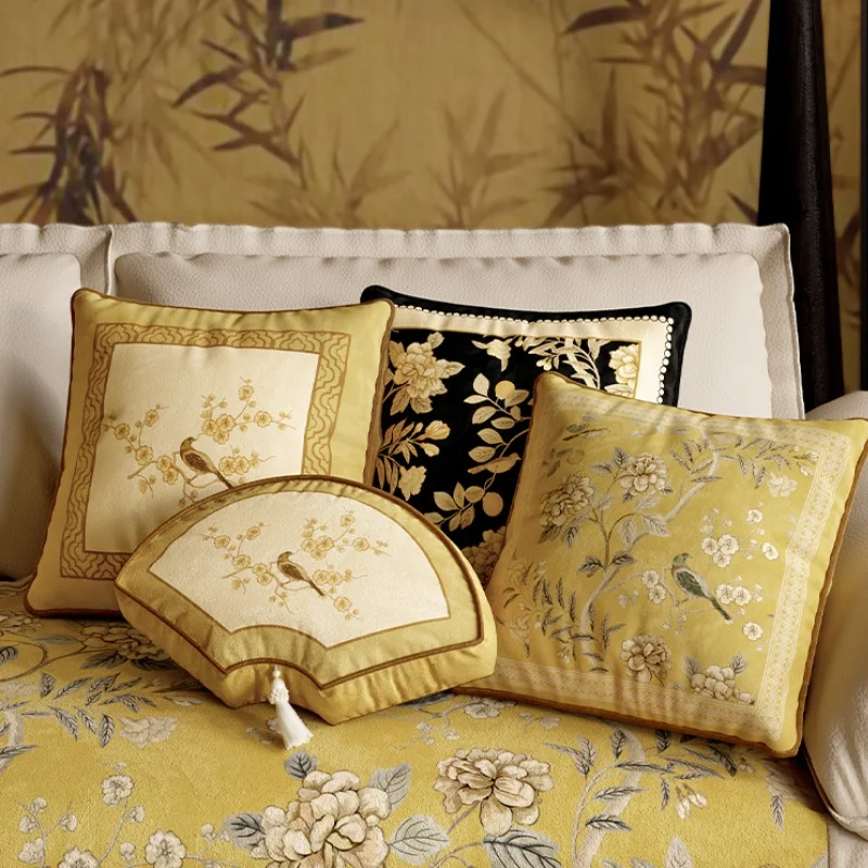الصينية فلورا الطيور الوسائد الرجعية وسادة الكلاسيكية الفنية غرفة وسادة للديكور غطاء ل أريكة كرسي الفراش ديكورات المنزل #3
