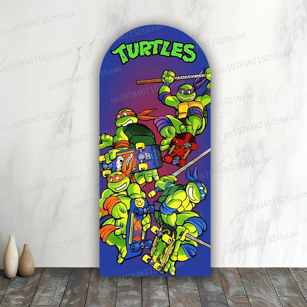 Toile de fond de photo de tortues ninja mutantes pour adolescents, toile de fond de photographie d'arc, fête d'anniversaire, baby shower