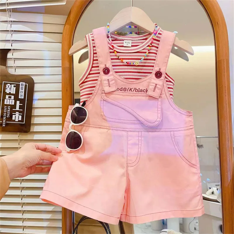 

Girls' overalls set, new summer casual style, fashionable and trendy two-piece vest set for children and toddlers, other items i