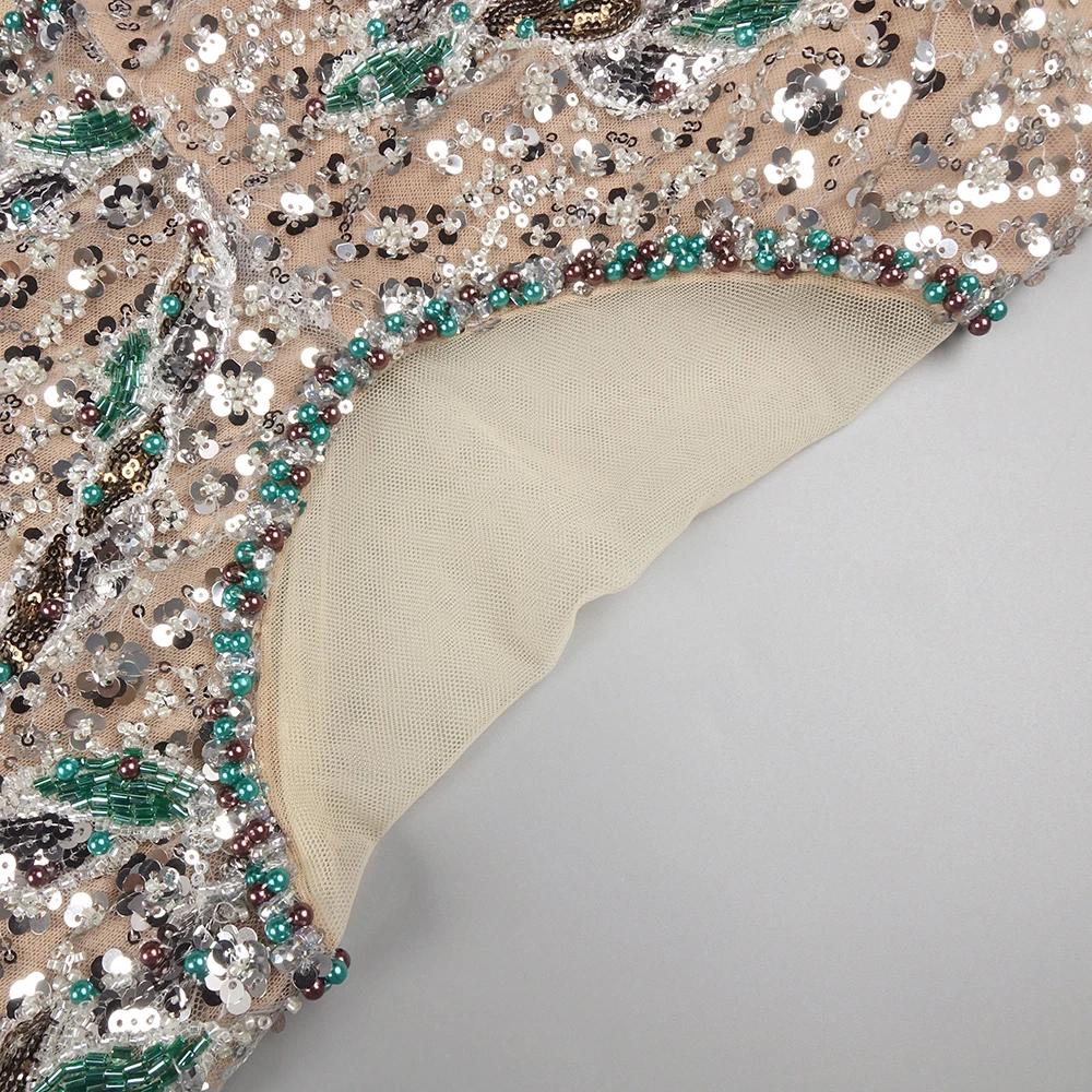 VC sprankelende groene pailletten kristallen uitgesneden zeemeermin mouwloze jurk voor ballenfeest