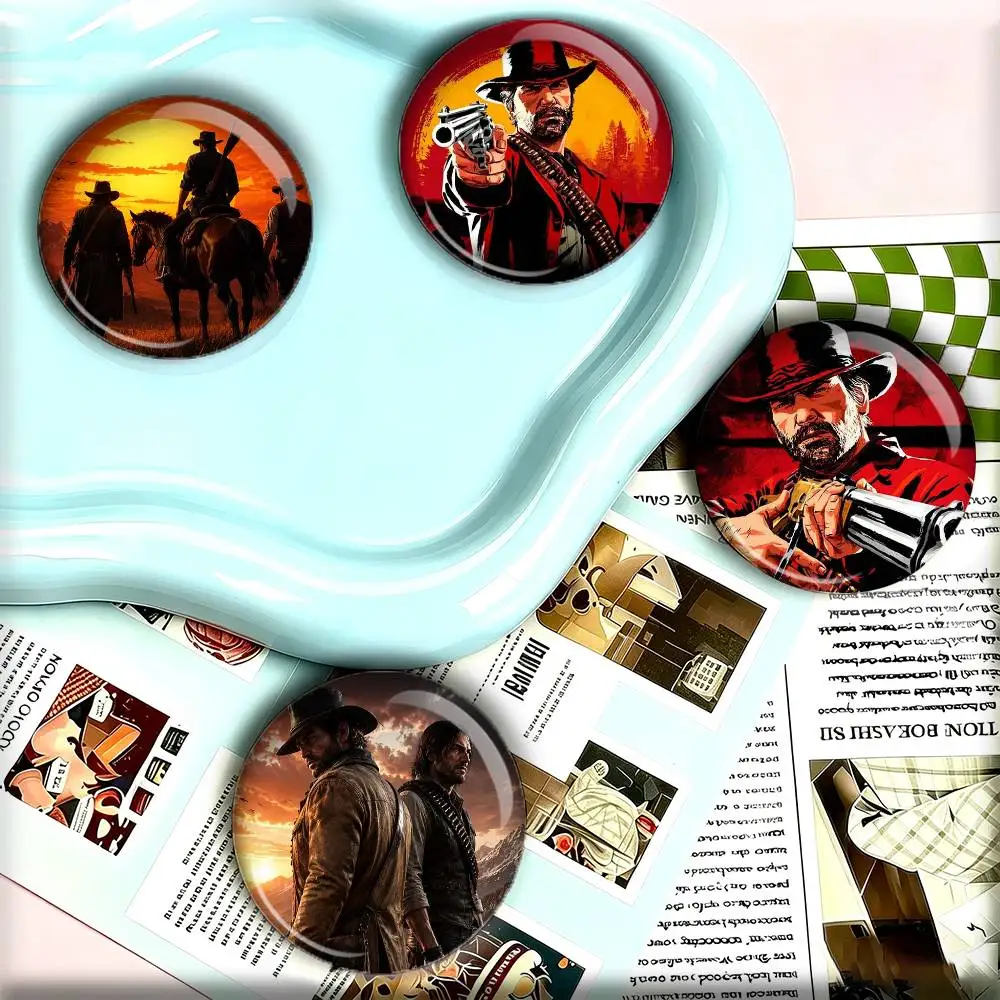 Red Dead Redemption 2 25 32 44 58 75mm Badges Personalized Round Brooches Pins Accessory Gift
