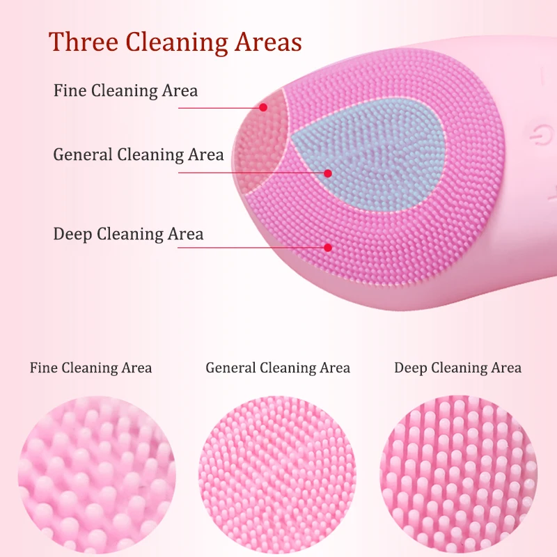 Electric Facial Cleansing Brush Deep Cleaning Face Ultrasonic Silicone Beauty Eye Massage Face Cleansing Instrument USB Charger