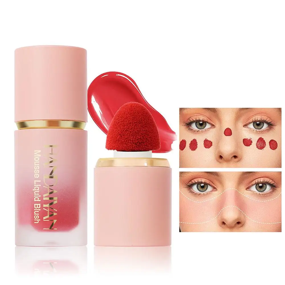 3 In 1 Liquid Blush Matte Glitter Face Liquid Blusher Blush Mousse Contour Eye Highlighter Waterproof Stick Rouge Cheek Smo P5Q1