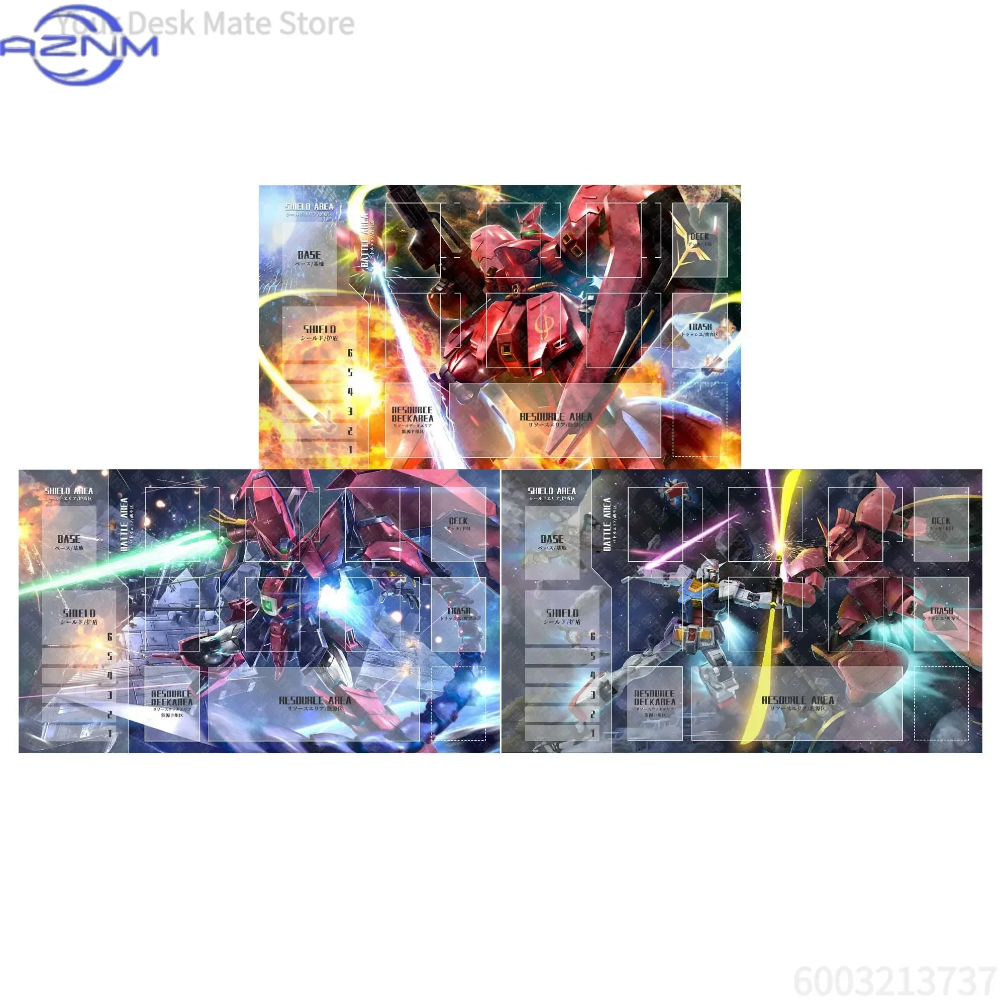 Space Duel Mecha Robot TCG Playmat, Two Fighting Robots With Light Sabers Non-Slip Rubber Card Game Table Mat