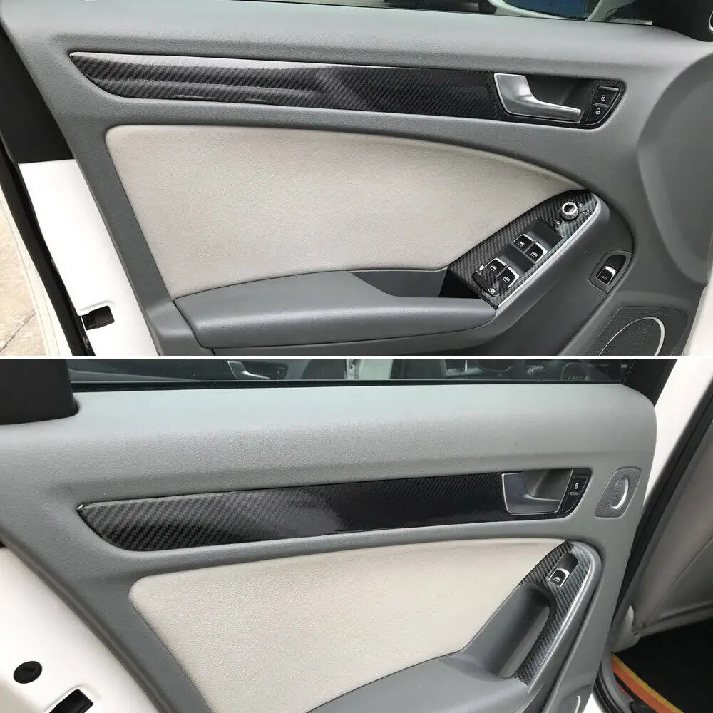 For Audi A4 B8 2009-2016 4doors 5D Carbon Fiber Pattern Interior DIY Trim Decals