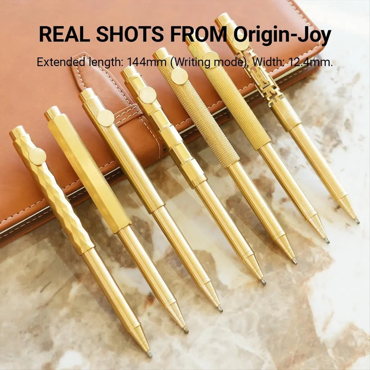 【~ NEW B63C】Mini -Brass Pocket Pen, Small Short & Compact Fancy Vintage Ballpoint Pen for Travel, Gift Pen with 4 Refills Set 2