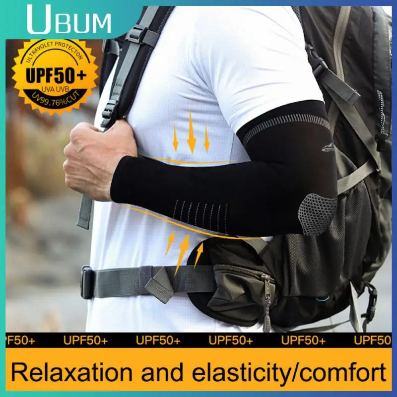 2PCS Ice Silk Sunscreen Sleeves Men\'s Cycling Sports Elastic Arm Guards Quick-drying Sweat-absorbent Cooling Sleeves Cover