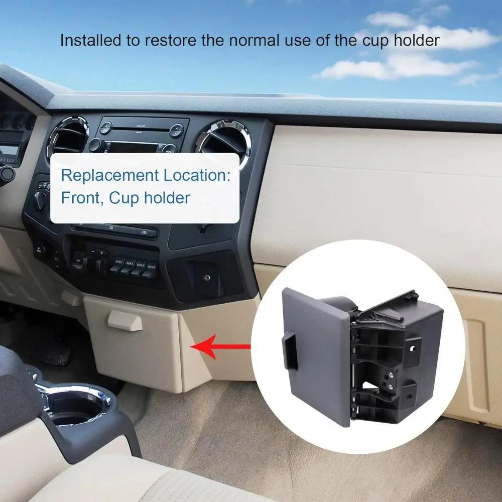 In-Dash Cup Holder For Ford F250 F350 F450 F550 Super Duty 2008-2016 Dashboard Drink Holder Replacement 8C3Z-2513562-AC
