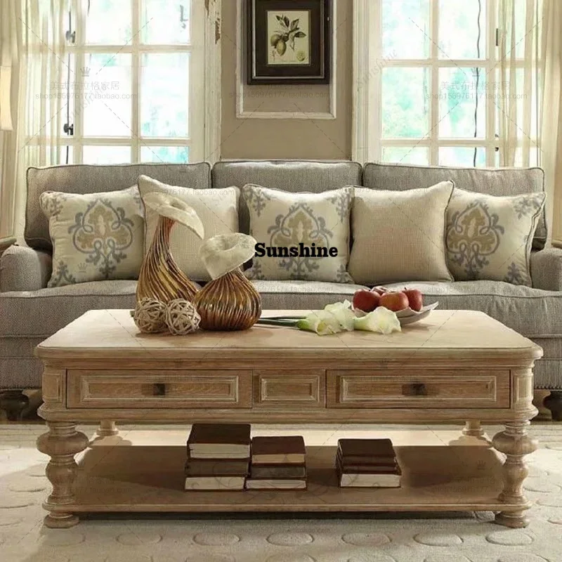 Modern Luxury Coffee Table Unique Rectangle Elegant Classic Coffee Table With Drawers Beauty Table Basse Living Room FurnitureYY