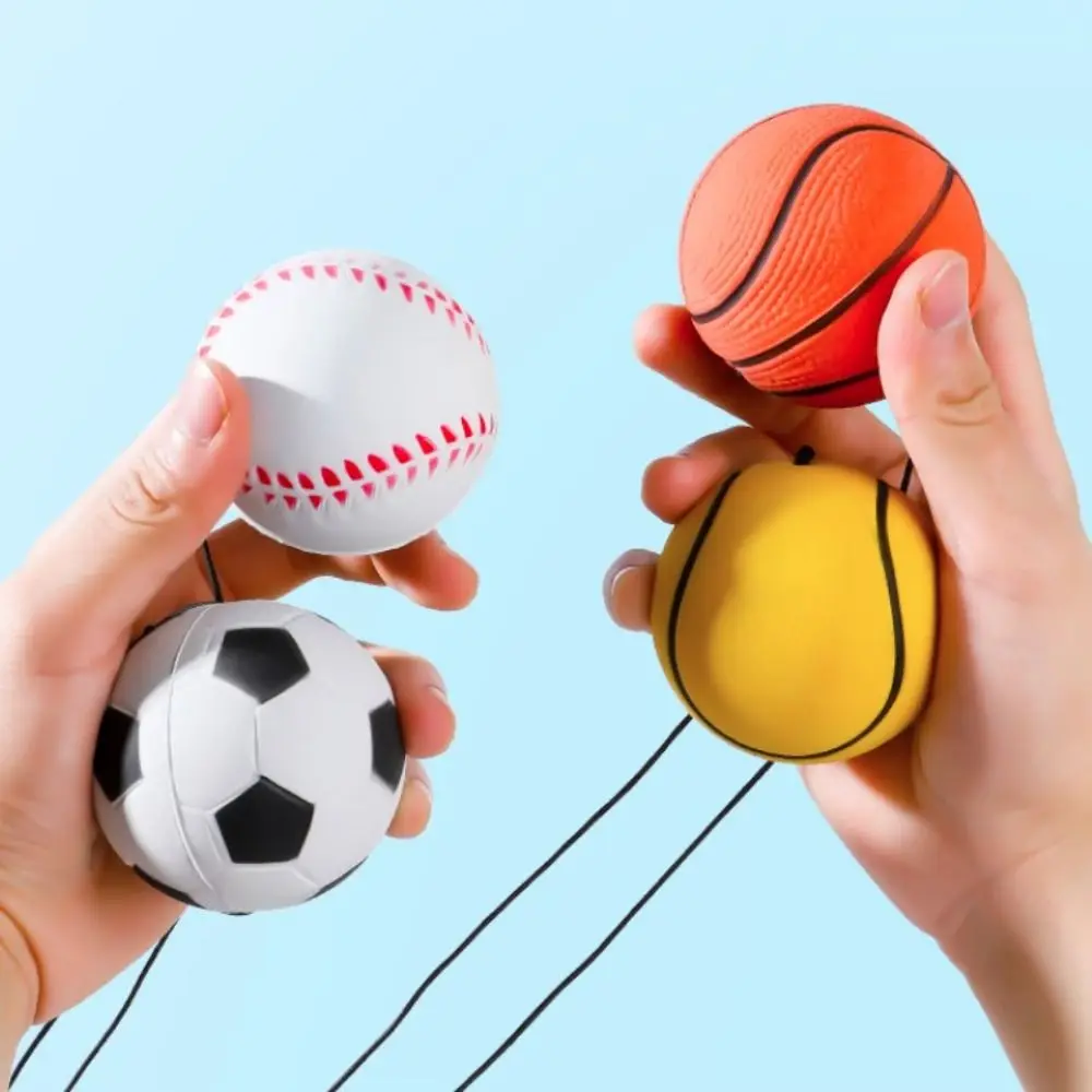 Pelota de retorno que rebota elástica en cuerda, juego de pelota de mano, pelota de rebote de mano aburrida, pelota hinchable de tenis y baloncesto con correa elástica