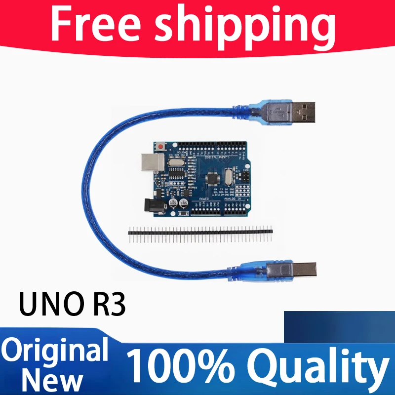 （1-10piece） UNO R3 Official (CH340G) MEGA328P Chip for Arduino UNO R3 + USB/TYPE-C CABLE ATMEGA328P-AU Development Board 16Mhz