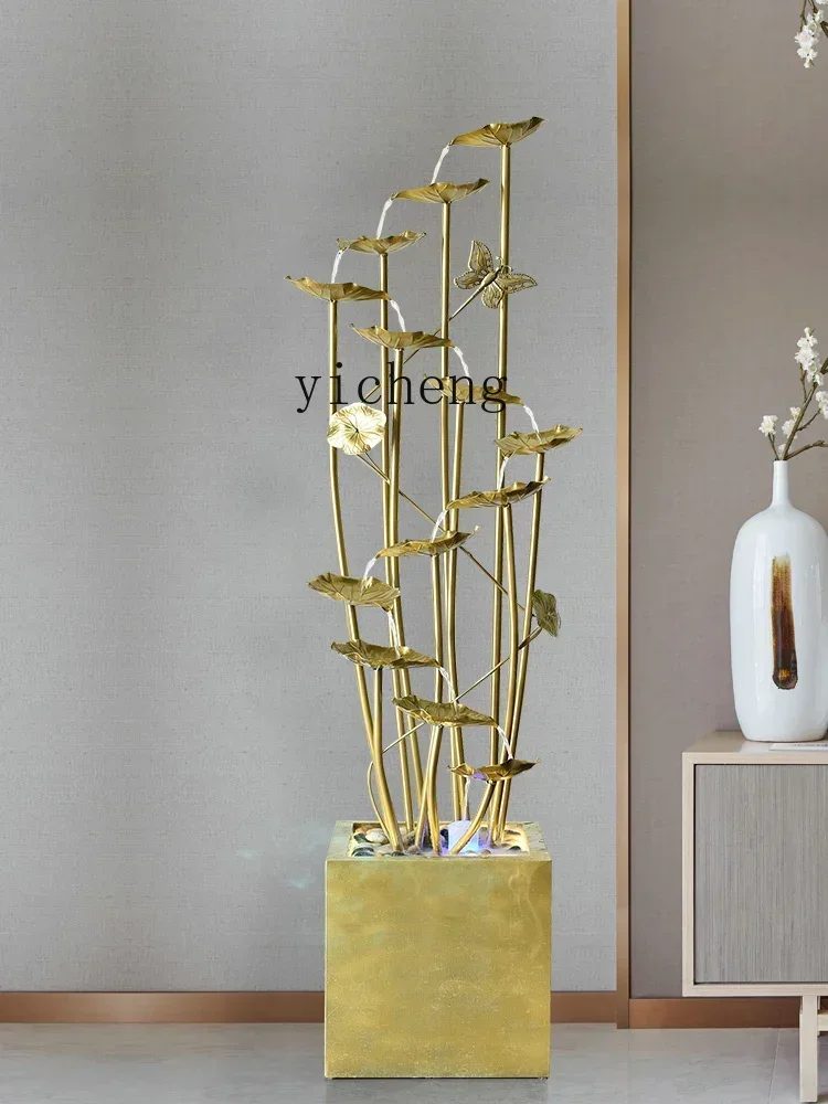 L14-Chinese-style running water fountain ornament creative water feature living room floor-to-ceiling humidification entrance