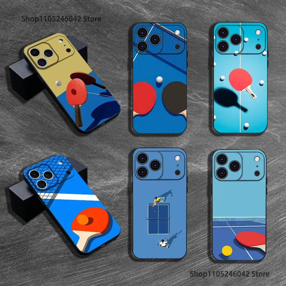 

Table Tennis Racket Ping Pong Black Soft Cover Phone Case For iPhone 17,16,15,14,13,12,11,Pro,XS,Max,XR,Plus,E,SE4,Mini