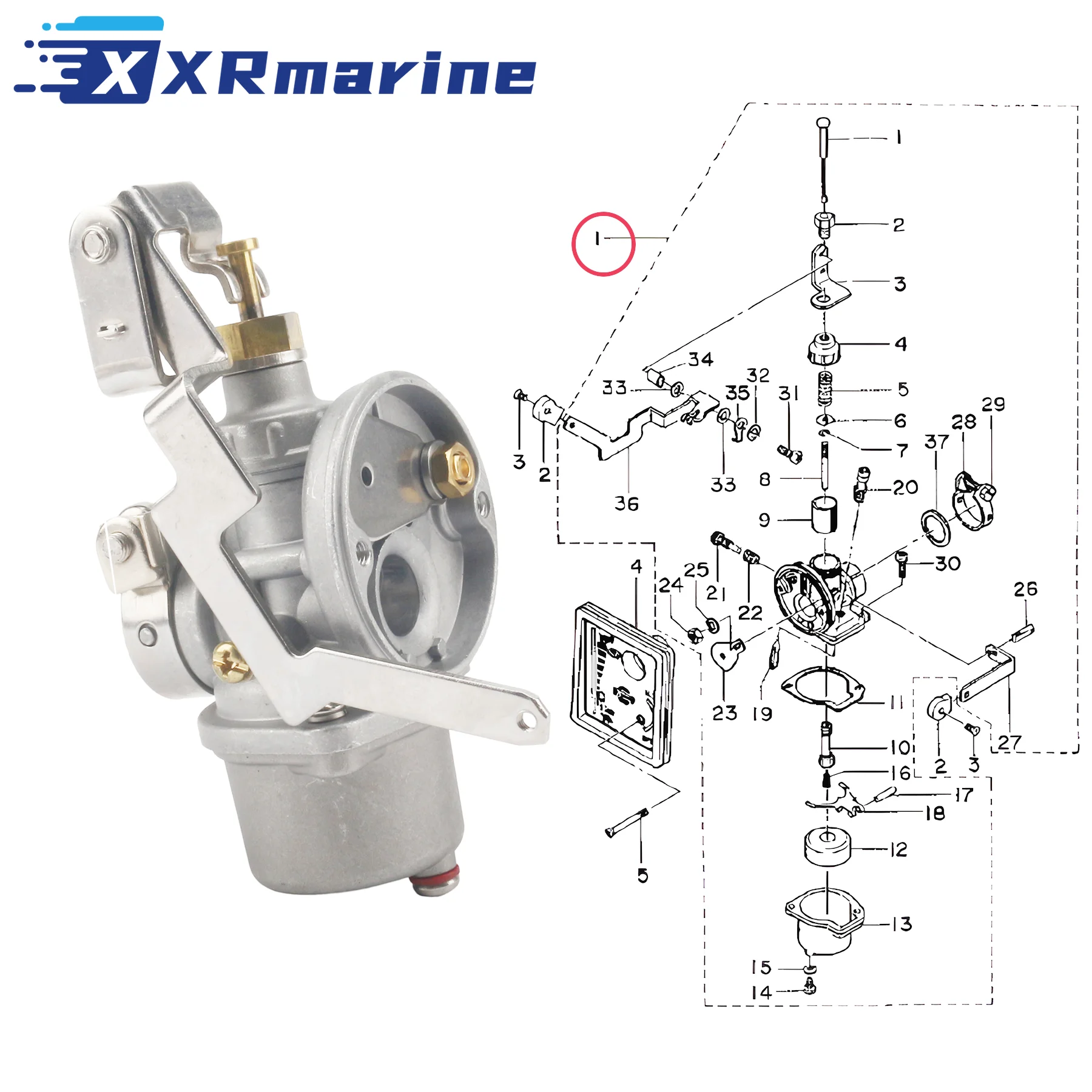 

Карбюратор в сборе 823040A1 (аналоги 823040A4, 823040A5, 8M0171810, 823040) для 2-тактных лодочных моторов Mercury Mariner 2.5, 3, 3.3 л.с.