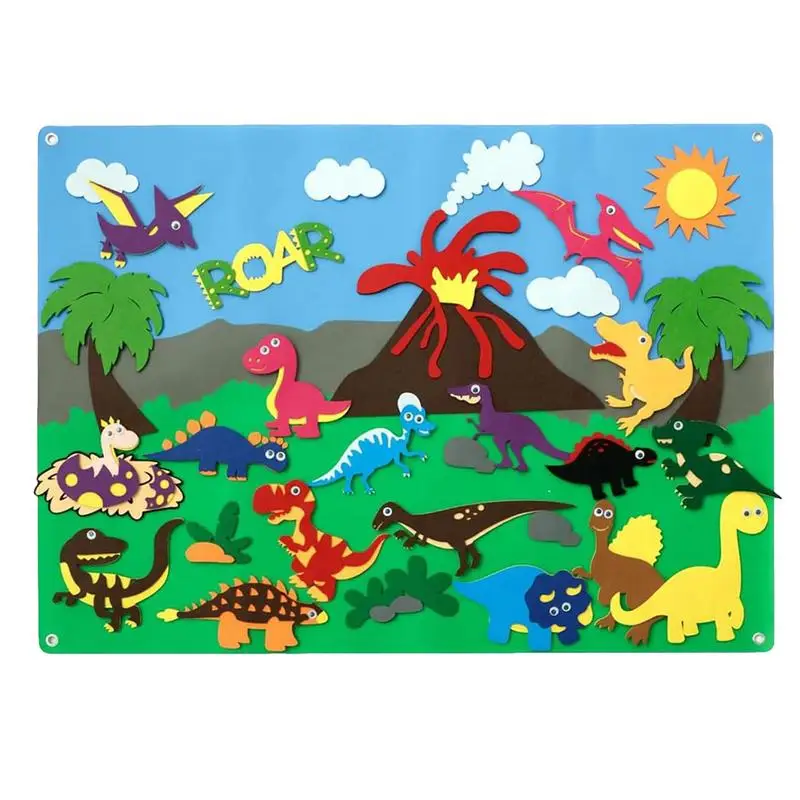 Dinosaur Felt Board Dinosaurs Door Board Felt Story Board Set Toddler Sensory Play Montessori Toys Family Preschool Learnings